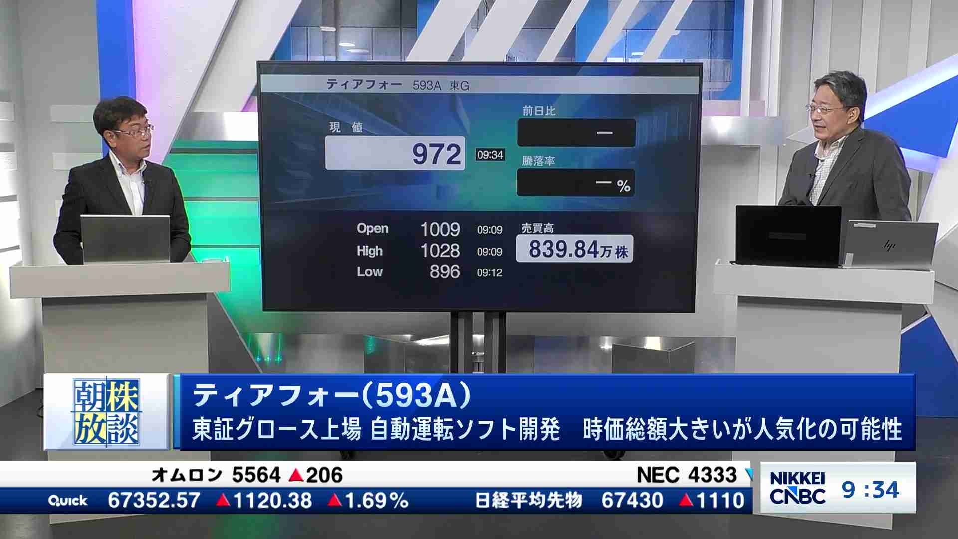 ティアフォー(593A) が東証グロース上場、自動運転ソフト開発 時価総額